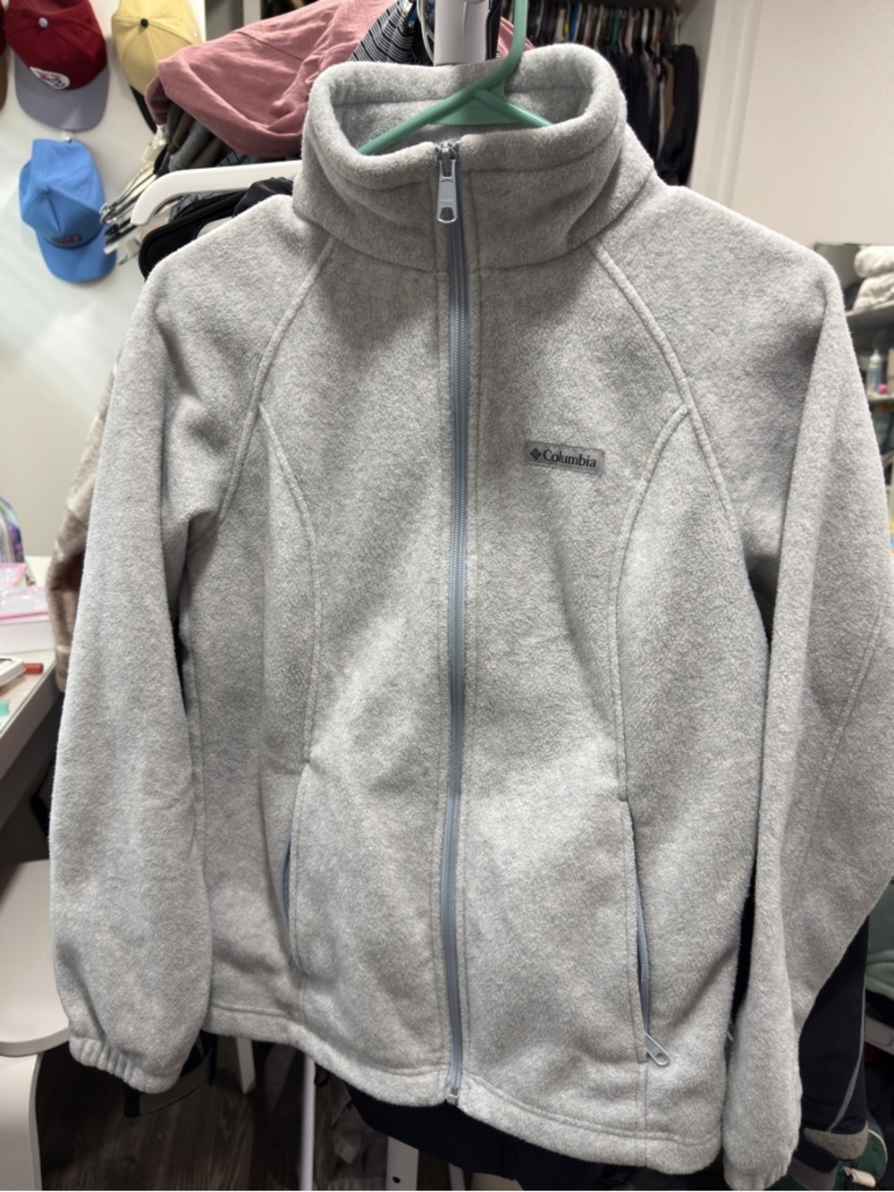 Columbia Light Gray Full-Zip Fleece Jacket